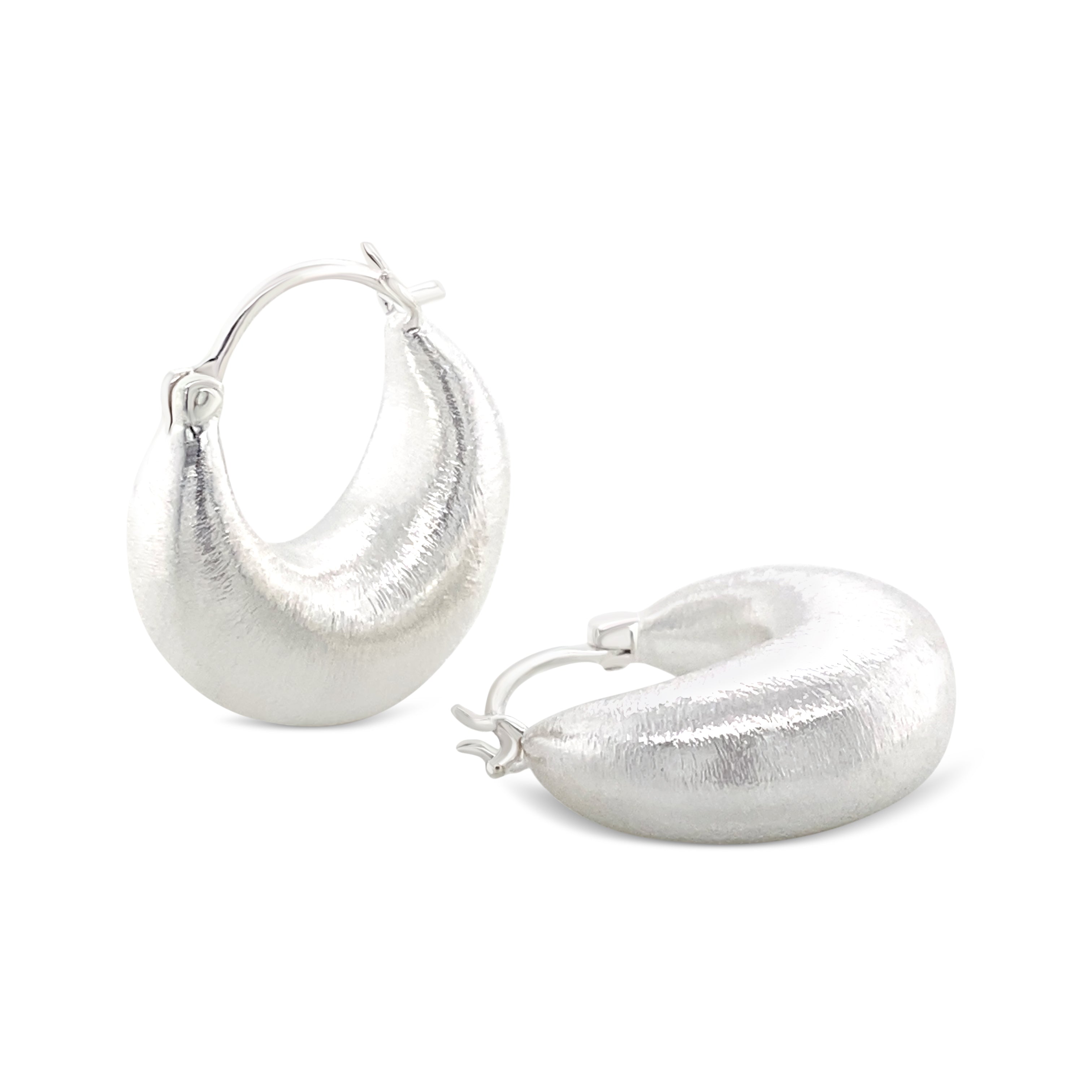 Cashew Earrings In Brushed Silver