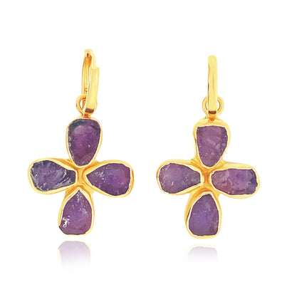 Amethyst Cross Earrings