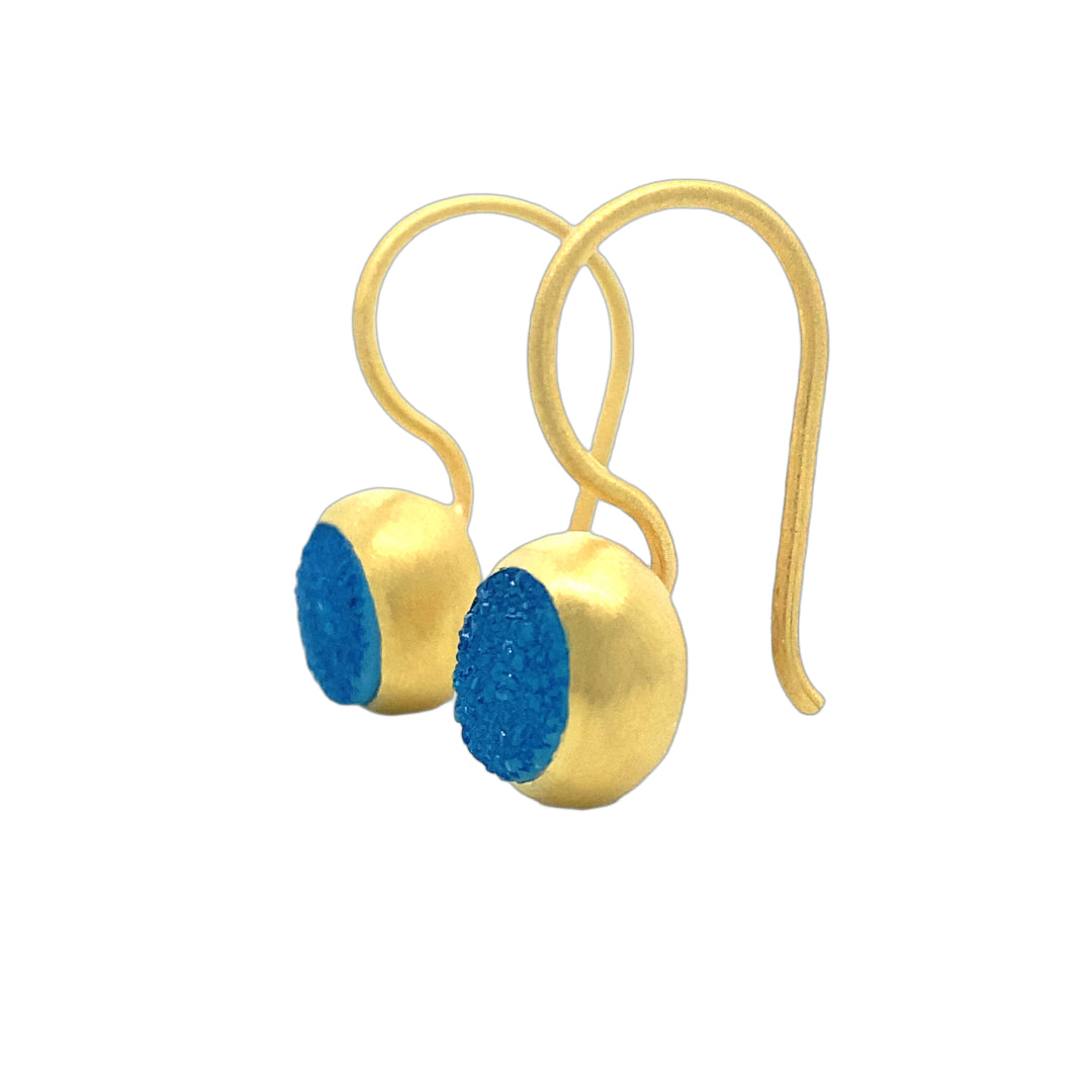 Balls of Fire Blue Druzy Earrings