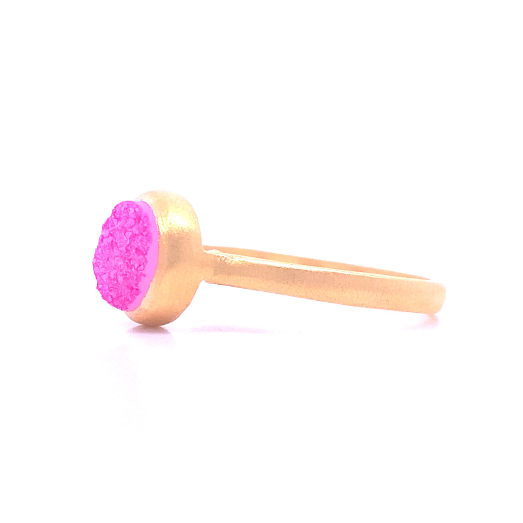 Balls of Fire Stacking Ring in Pink Druzy