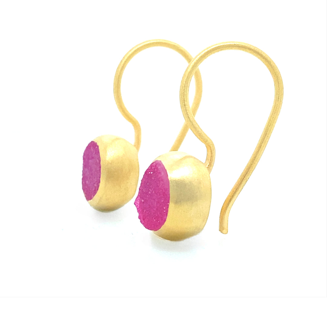 Balls of Fire Pink Druzy Earrings
