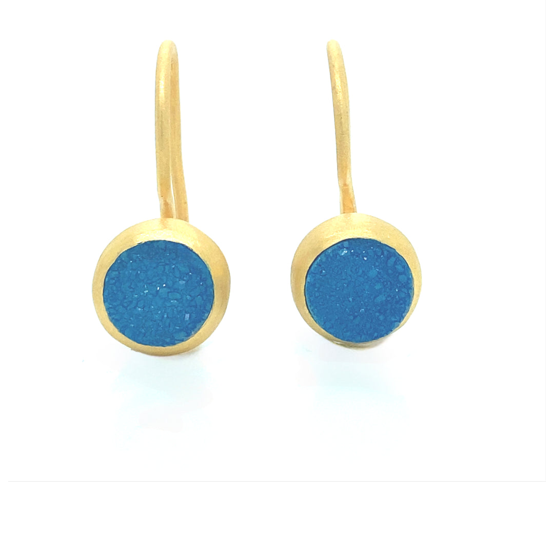 Balls of Fire Blue Druzy Earrings