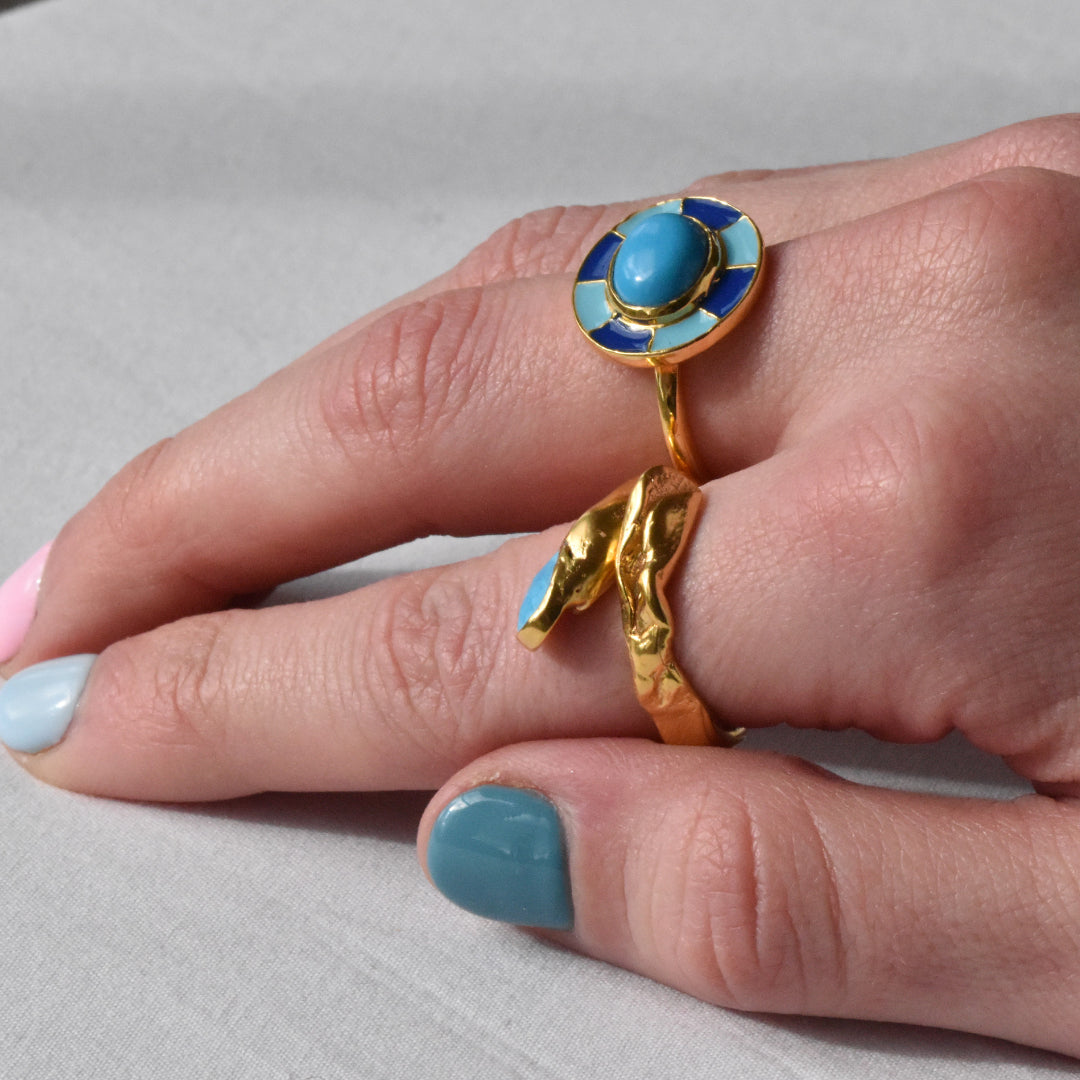 Curly Wurly Turquoise Ring