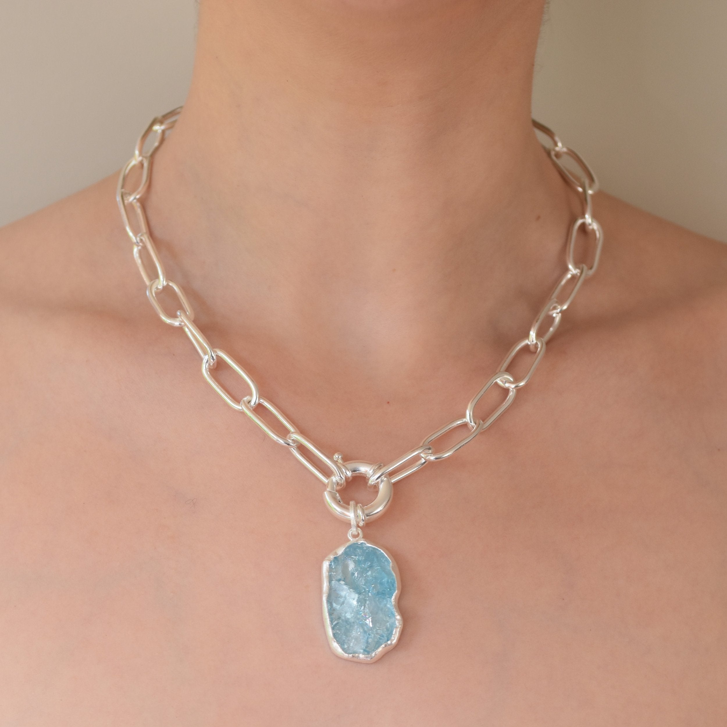 Aquamarine and Silver Pendant